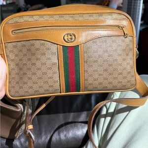 Gucci Brown and Green Messenger Bag
